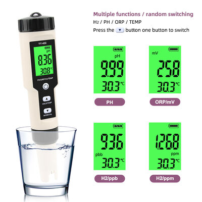 4-in-1 Digitaler Wasserqualitätsmesser mit IP67 Wasserdichtigkeit und LCD-Display für H2-, ORP-, pH- und Temperaturmessung