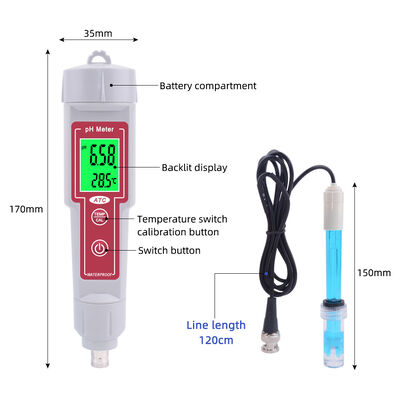 Professionelles Mini-Pen-Wasserqualitätsmesser PH-Meter mit wasserdichtem IP65-Automatikkalibrierung und austauschbarem Sensor-Sonde