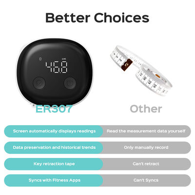 Smarte Bluetooth Körpermaßband mit ±0,2% Genauigkeit, wiederaufladbar Typ-C & LED-Anzeige für präzise Messungen