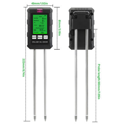 YiERYi 6-IN-1 Bodendetektor 3,5-9pH/0-99% Feuchtigkeit/0-3000μs/cm Fruchtbarkeit 90° Drehbildschirm