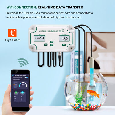 Tuya Wifi Online EC Monitoring Controller ph Meter With Data Logger Function Hydroponic Water Quality Monitoring Tester