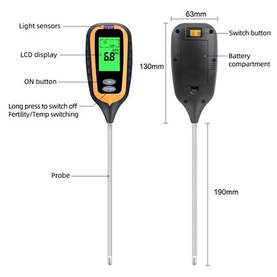 6-in-1-Boden-PH-Meter Garten-Boden-PH / Fruchtbarkeit / Feuchtigkeit / Licht / Luftfeuchtigkeit / Temperatur Mehrfunktions-Boden-Test-Tool