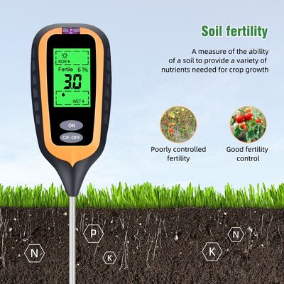 6-in-1-Boden-PH-Meter Garten-Boden-PH / Fruchtbarkeit / Feuchtigkeit / Licht / Luftfeuchtigkeit / Temperatur Mehrfunktions-Boden-Test-Tool