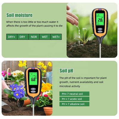 6-in-1-Boden-PH-Meter Garten-Boden-PH / Fruchtbarkeit / Feuchtigkeit / Licht / Luftfeuchtigkeit / Temperatur Mehrfunktions-Boden-Test-Tool