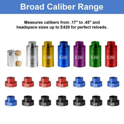 Präzisionskaliber-Vergleicher-Kit mit 14 Kugel-Einsätzen&6Bushing Universal-Kopfraum-Gänge-Vergleicher für.17-.45-Kaliber-Wiederaufladen
