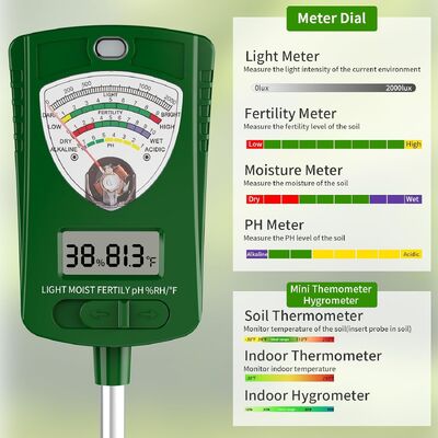 7 in 1 Digitale Bodenanalysator mit LCD-Display für eine genaue Überwachung des pH-Wertes von Gartenlicht