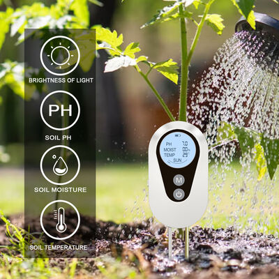 Digital 4-in-1 Soil PH Moisture Temperature Sunlight Tester With Backlit LCD For Garden Agriculture