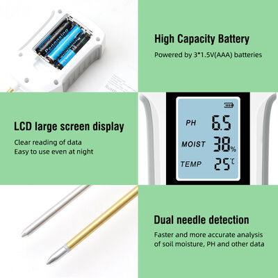 LCD-Display Hintergrundbeleuchtung 3 in 1 Gartenblumen Sensor Pflanzen Säure Feuchtigkeit Detektor PH Meter Bodenfeuchtigkeit Tester