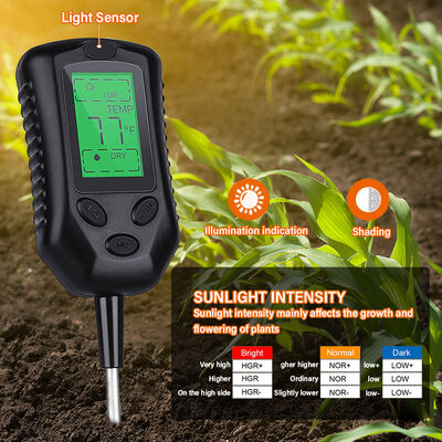 Große LCD-Benutzeroberfläche 4 in 1 Bodenmesser PH Bodenmesser Feuchtigkeit/Temperatur/Sonnenlicht Bodenanalyse-Tools