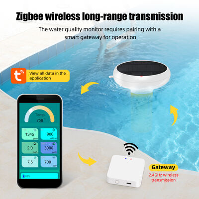 Wifi 7-in-1 schwimmendes wasserdichtes Chlorometer mit Smart Hub Salz/EC/TDS/ORP&Temp USB solarbetriebenes pH-Meter für Schwimmbäder
