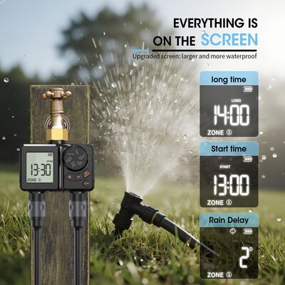 Wiederaufladbarer digitaler Bewässerungstimer Schwerlast-Brass-Anschluss-Auto-Sprinkler-Controller mit manueller Überprüfung