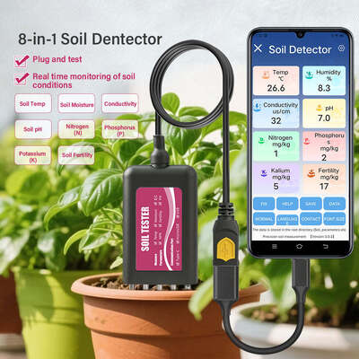 YIERYI 8-in-1-USB-Bodenprüfer mit Echtzeit-Überwachung des pH-Wassernichts NPK EC Temperatur-Fertilitätssensor für Android HarmonyOS
