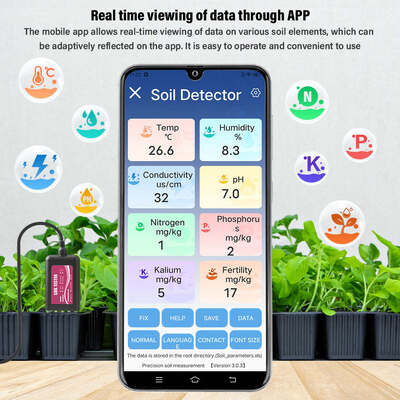 YIERYI 8-in-1-USB-Bodenprüfer mit Echtzeit-Überwachung des pH-Wassernichts NPK EC Temperatur-Fertilitätssensor für Android HarmonyOS