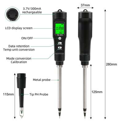 Bodenprüfer für pH-Wert, Stickstoff, Phosphor, Kalium, EC-Wert, Fruchtbarkeit, Temperatur, Bodenfeuchtigkeit