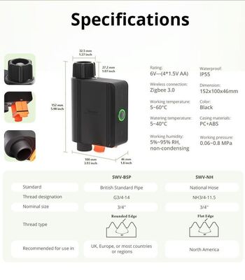 Kabelloses Zigbee Smart Wasserdurchflussventil Telefon-App-Steuerung Automatischer Wasserzeitschalter für Gartenrasen Gemüsegarten