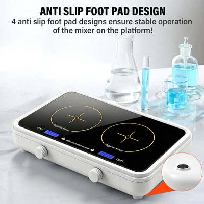 Magnetische Mischmaschine mit zwei Positionen, Mini-Labor-Flüssigkeits- und Pigmentmischer, 500 bis 1000 ml pro Station, Einstellgeschwindigkeit 600 bis 4000 U/min, Laborausrüstung mit zwei Kanälen