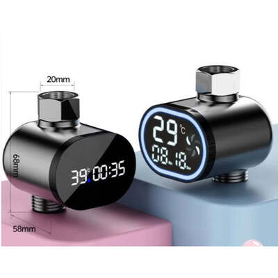Wasserkraftgewinnung, Duschkopf Universal-Wassertemperaturmesser, Babybad, Kinderbad, Haushalt visuelle LED-Digitalanzeige