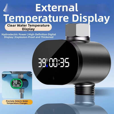 Wasserkraftgewinnung, Duschkopf Universal-Wassertemperaturmesser, Babybad, Kinderbad, Haushalt visuelle LED-Digitalanzeige
