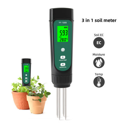 3-in-1 Bodentester-Kit EC 0,01-20,00 ms/cm Feuchtigkeit Temperatur Messgerät für Garten Hydroponik