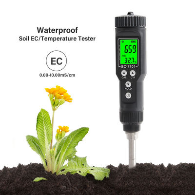 Wasserdichtes 2-in-1-Bodenprüfer. EC (0,00 - 10,00mS/cm) & Temperatur (-30°C - 80°C) Meter für Gartenarbeit und Landwirtschaft