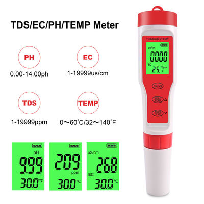 4 - in - 1 Wasserqualitätsprüfer - pH/EG/TDS/Tempometer für Aquakultur, Trinkwasser und Labor