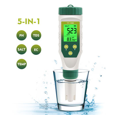 5 - in - 1 Wasserqualitätsprüfer - pH/TDS/EG/Salzgehalt/Tempometer für Aquakultur, Trinkwasser und Labor