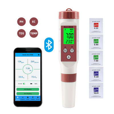 Smart 4-in-1 Wasserqualitäts-Tester mit Bluetooth - pH/TDS/EC/Temp Messgerät für Zuhause, Hydrokultur & Labor