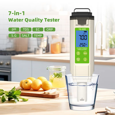 7-in-1 Wasserqualitätsprüfer - pH/TDS/EC/ORP/S.G./Salz/Temperatur-Messgerät für Zuhause, Pool & Labor