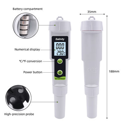 Hochgenaues digitales Salzgehaltemeter mit LED-Display und Messbereich von 0~199.9ppt für Trinkwasser, Meerwasser und Pool