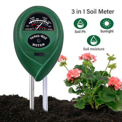 3-in-1-Bodenmesser Feuchtigkeit PH-Licht keine Batterie erforderlich Dual-Sonde Boden Tester für Innen- / Außenpflanzen Garten Rasenfläche