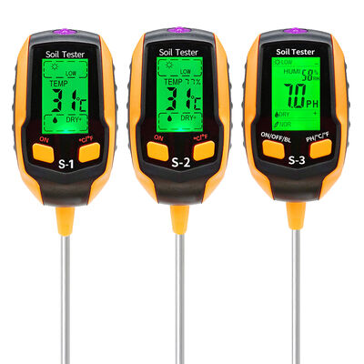 6 in 1 Digitale Bodenprüfer Feuchtigkeit/PH/Sonnenlicht/Temperaturmonitor mit Hintergrundleuchte LCD