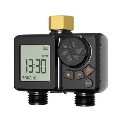 Wiederaufladbarer digitaler Bewässerungstimer Schwerlast-Brass-Anschluss-Auto-Sprinkler-Controller mit manueller Überprüfung