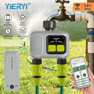 YIERYI Dual-Zone RF Smart Water Timer mit Sub-GHz-Gateway