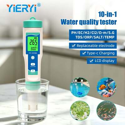 YY-1010S 10-in-1 Wasserqualitätsteststift PH TDS EC Salzgehalt ORP H2 S G Temperatur Chlor Widerstand