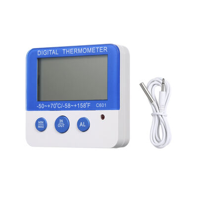 C601 Mini Indoor-Outdoor-Thermohygrometer, Alarmthermometer für hohe und niedrige Temperaturen, Kühlschranktemperaturmessgerät