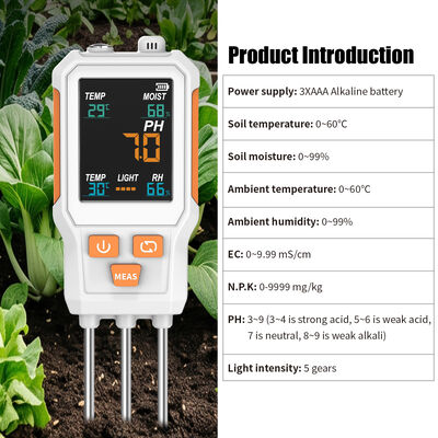 10-in-1 Farbdisplay-Bodentester, PH, EC, N P K, Temp, Feuchtigkeit, Licht Luftfeuchtigkeit